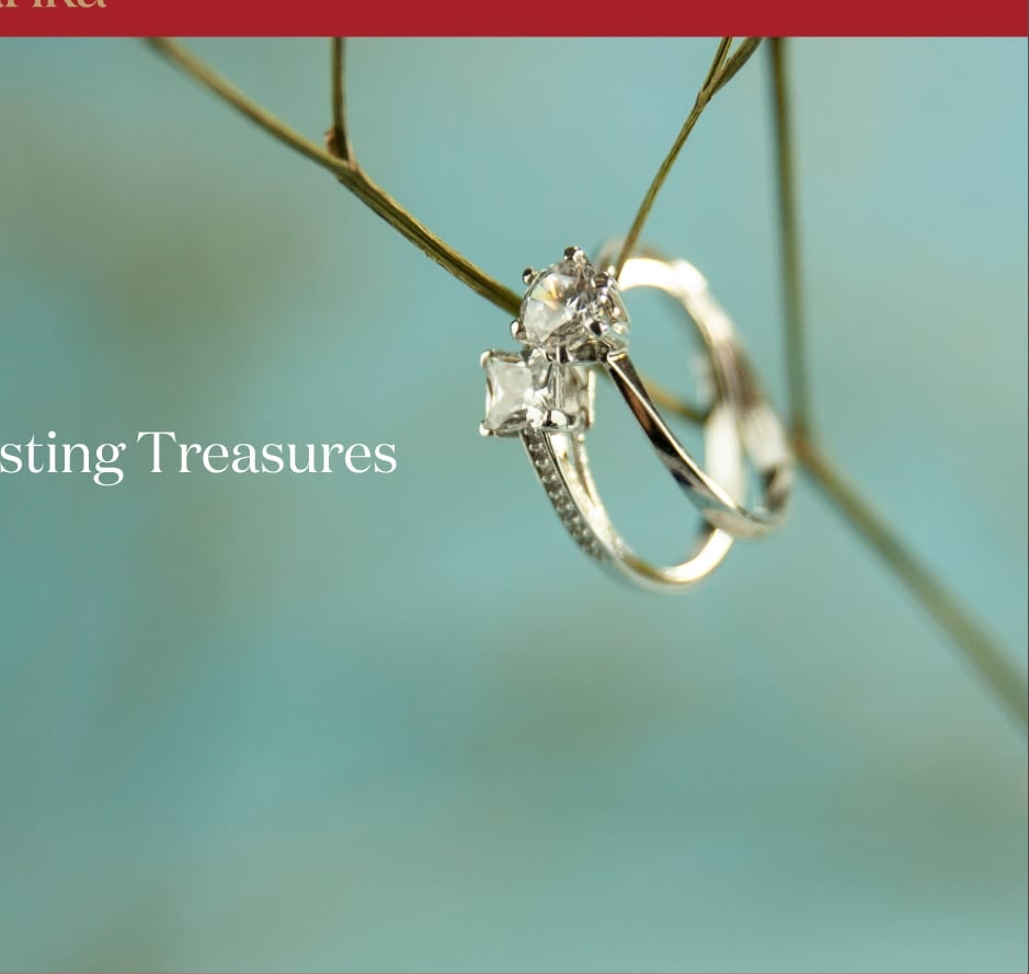 Silver ring with branches in soft natural light