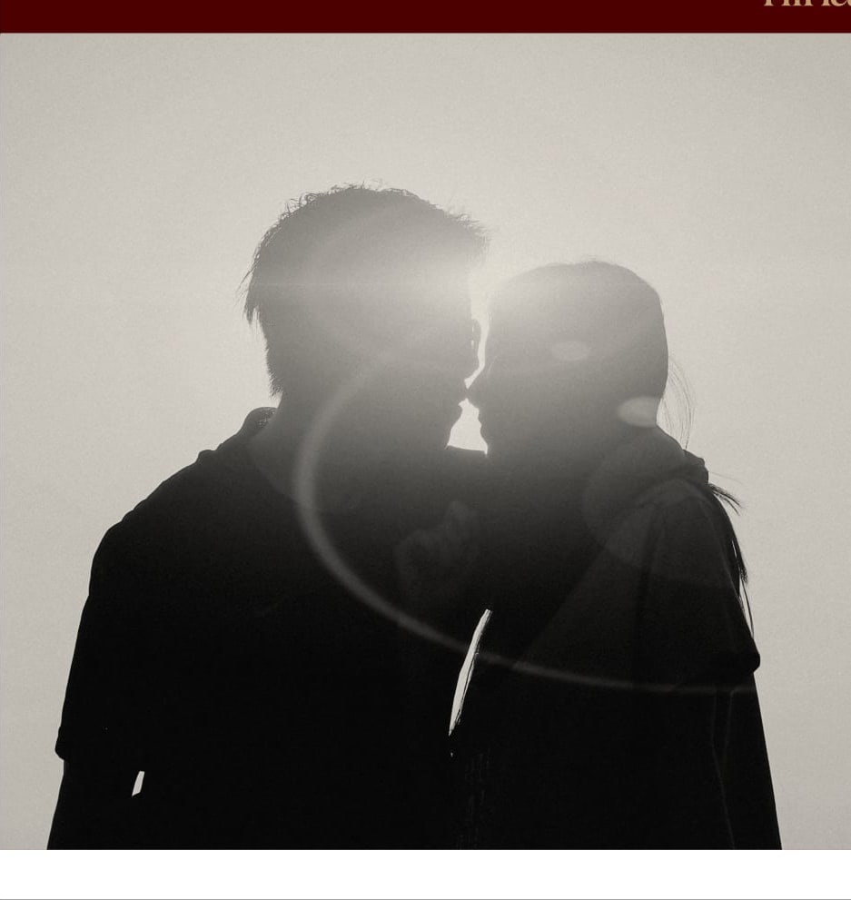 Silhouette of Niharika and Ankit, founders, backlit at sunrise